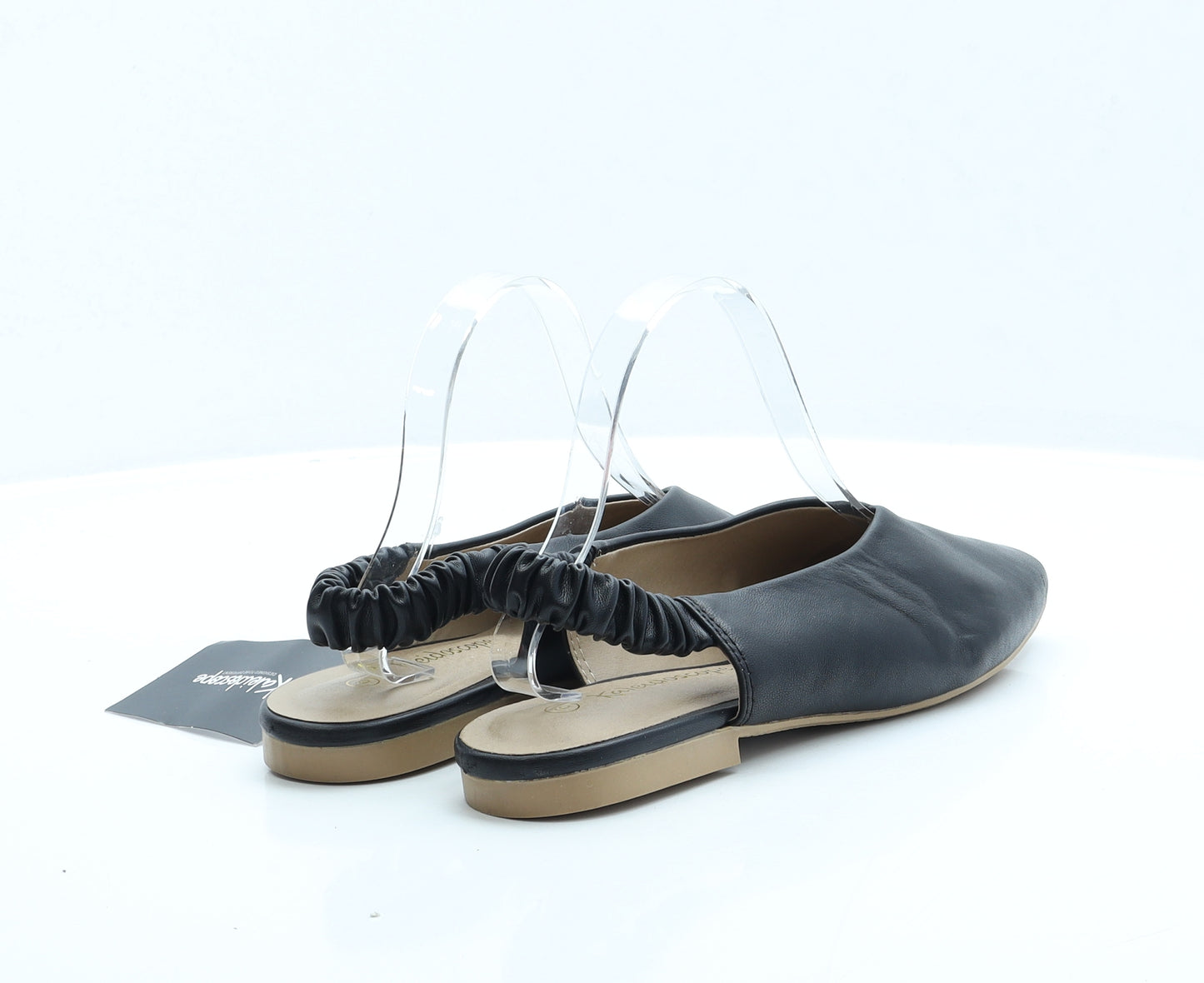 Kaleidoscope Womens Black Faux Leather Slingback Flat UK 6