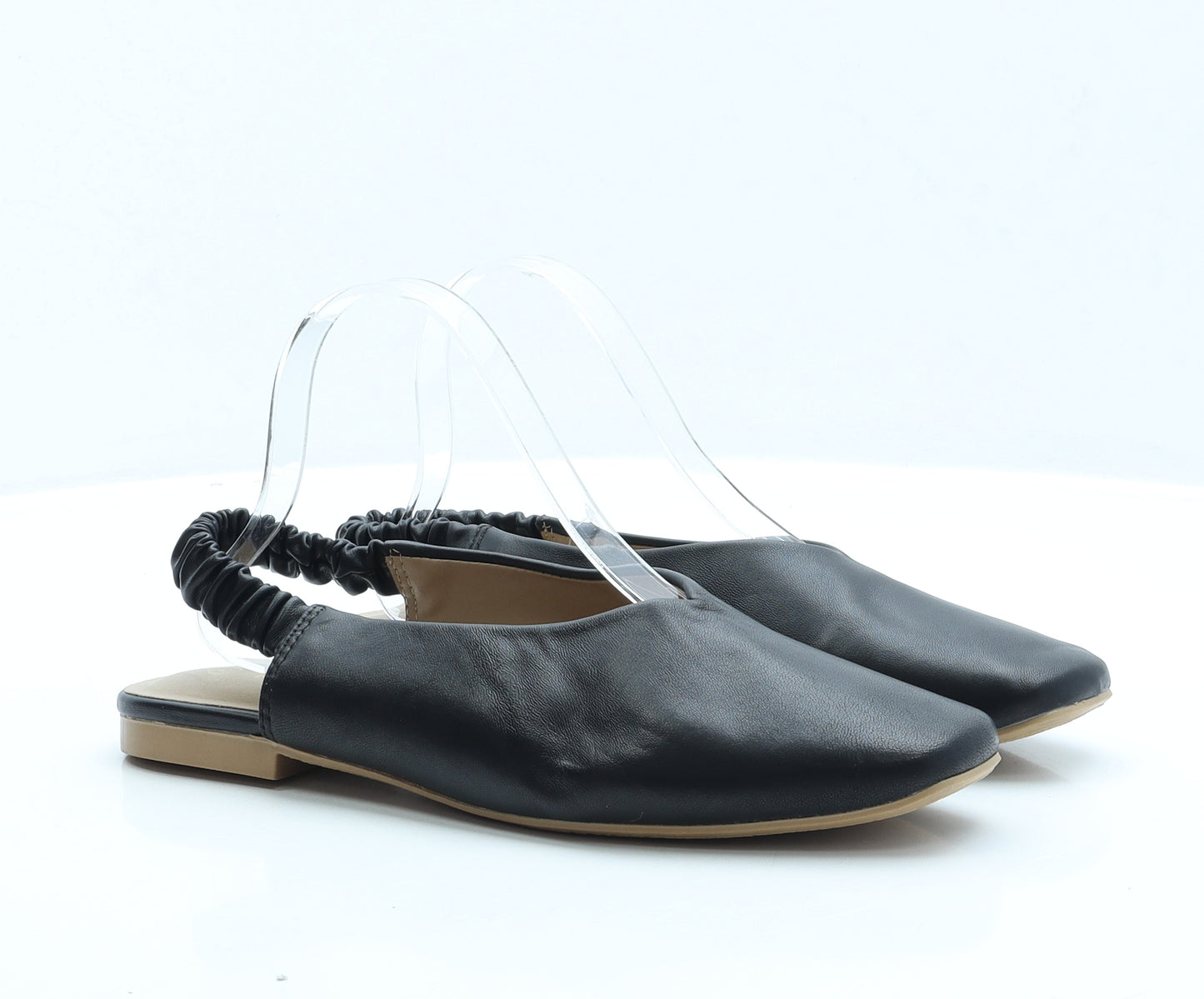 Kaleidoscope Womens Black Faux Leather Slingback Flat UK 6
