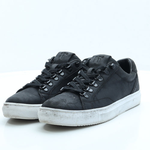 11 degrees Mens Black Faux Leather Trainer UK 8 EUR 42