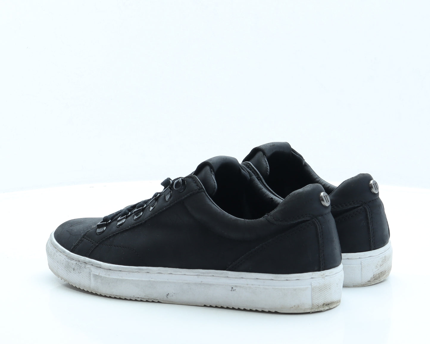 11 degrees Mens Black Faux Leather Trainer UK 8 EUR 42
