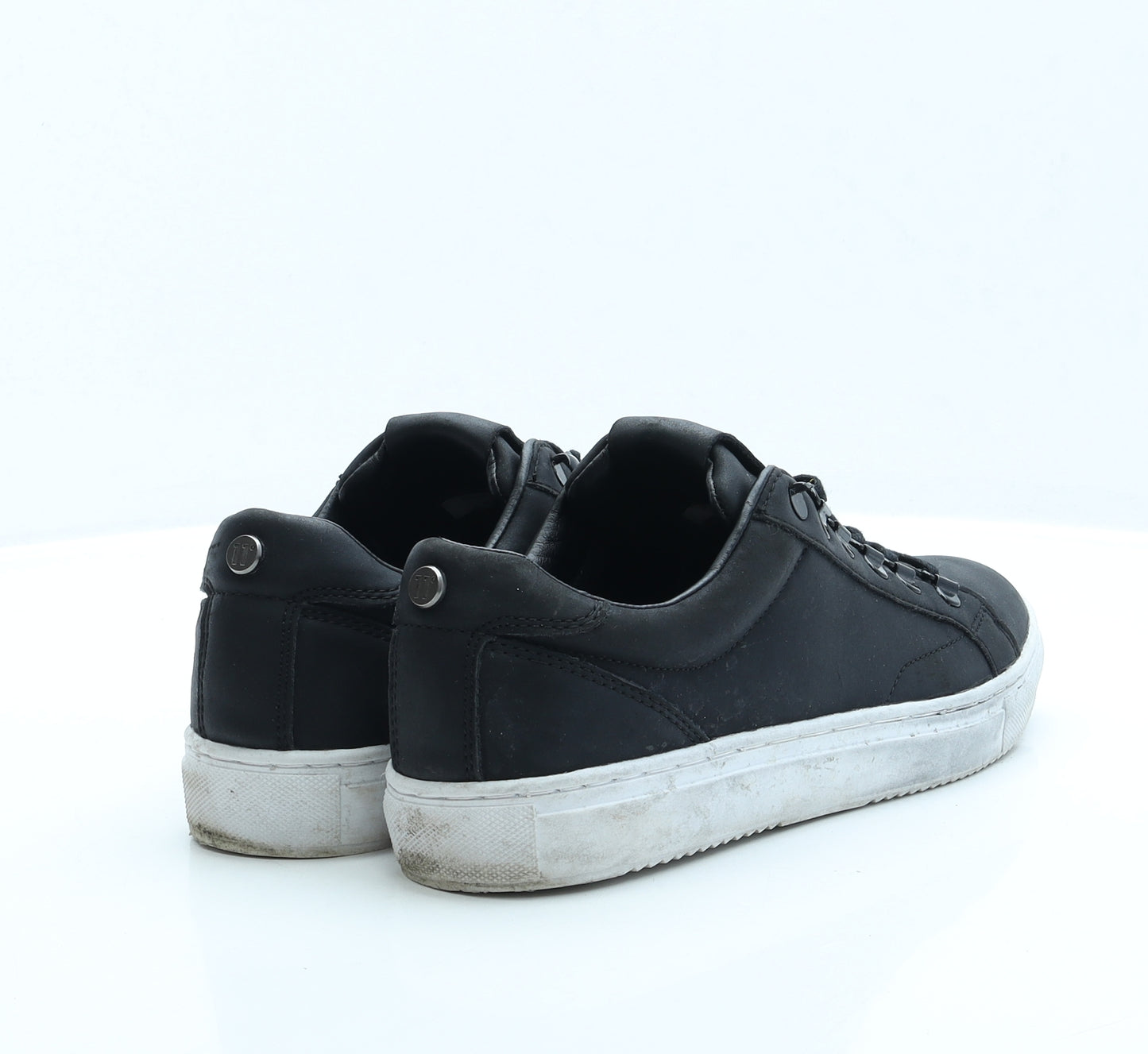 11 degrees Mens Black Faux Leather Trainer UK 8 EUR 42