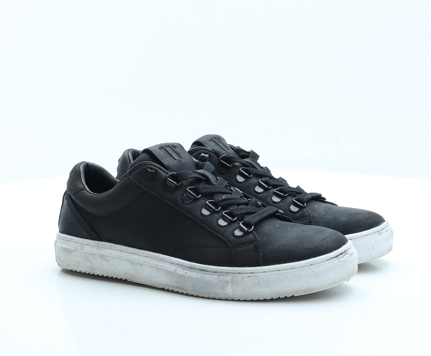 11 degrees Mens Black Faux Leather Trainer UK 8 EUR 42