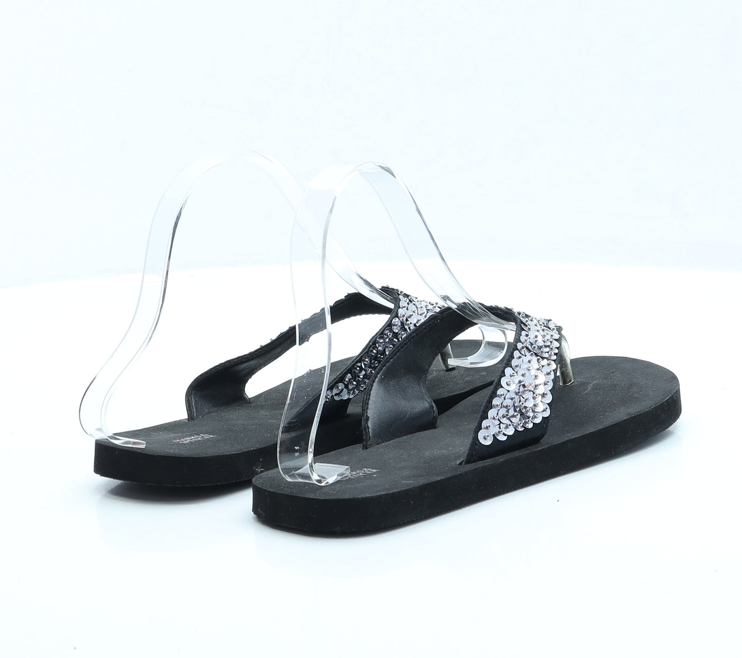 Marks and Spencer Womens Black Rubber Thong Sandal UK 5 - 5-6