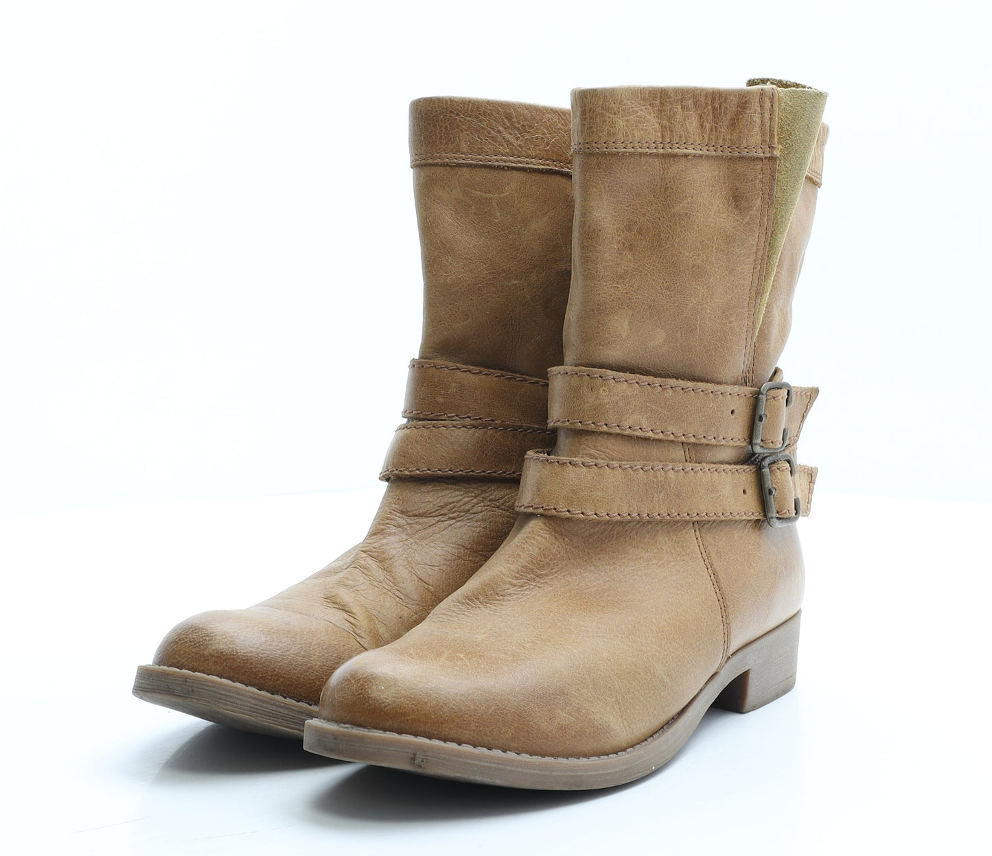 Preworn Womens Brown Leather Bootie Boot UK 5 EUR 38