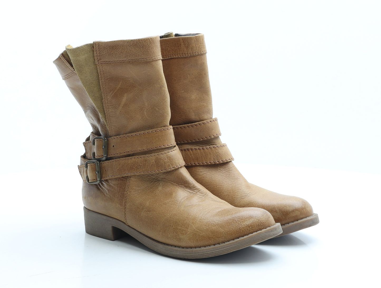 Preworn Womens Brown Leather Bootie Boot UK 5 EUR 38