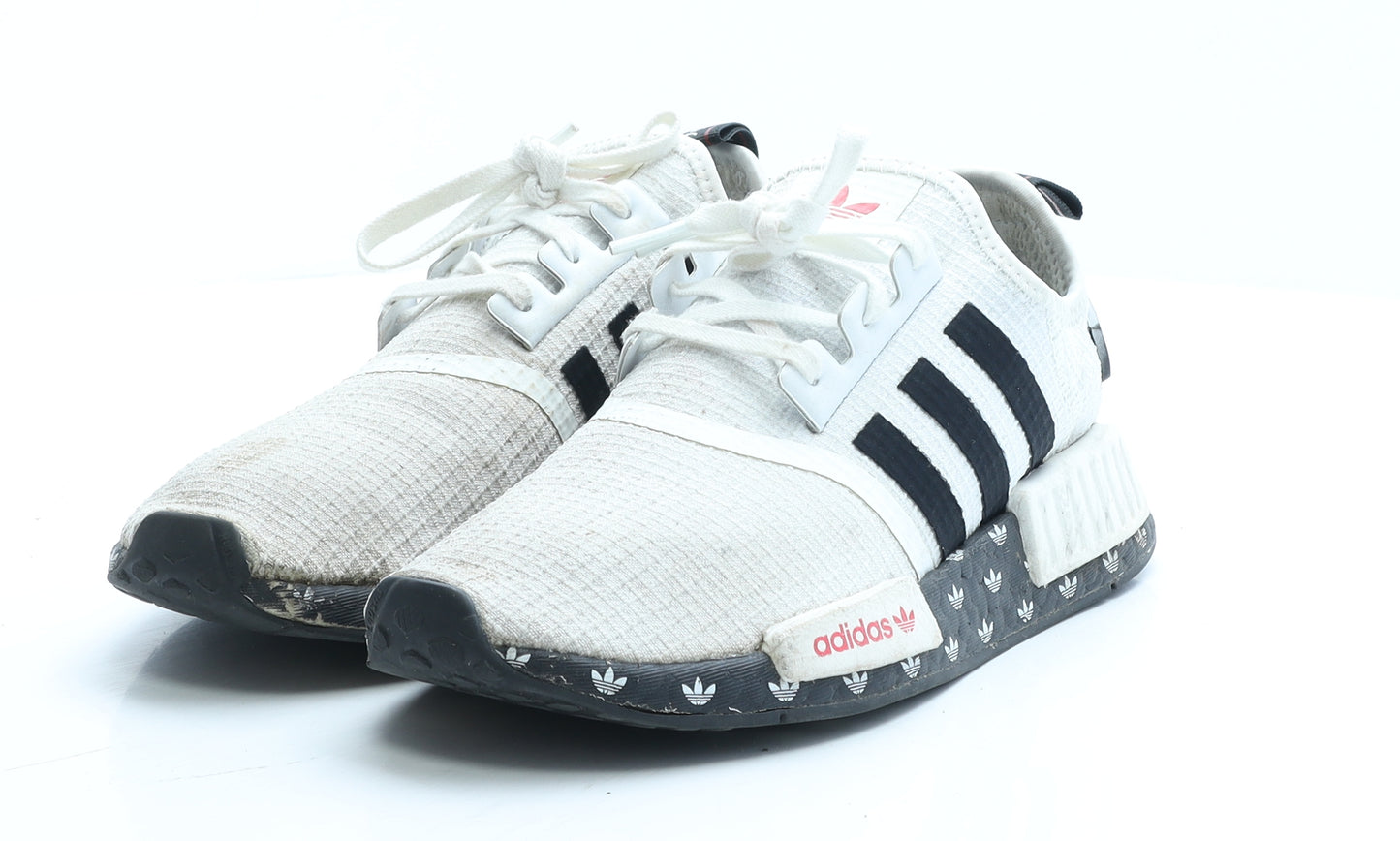adidas Womens White Geometric Polyester Trainer UK 5 EUR 38