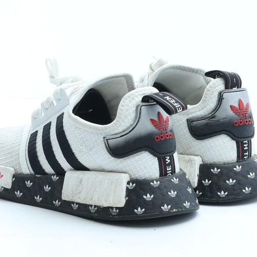 adidas Womens White Geometric Polyester Trainer UK 5 EUR 38