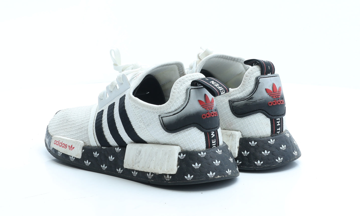 adidas Womens White Geometric Polyester Trainer UK 5 EUR 38