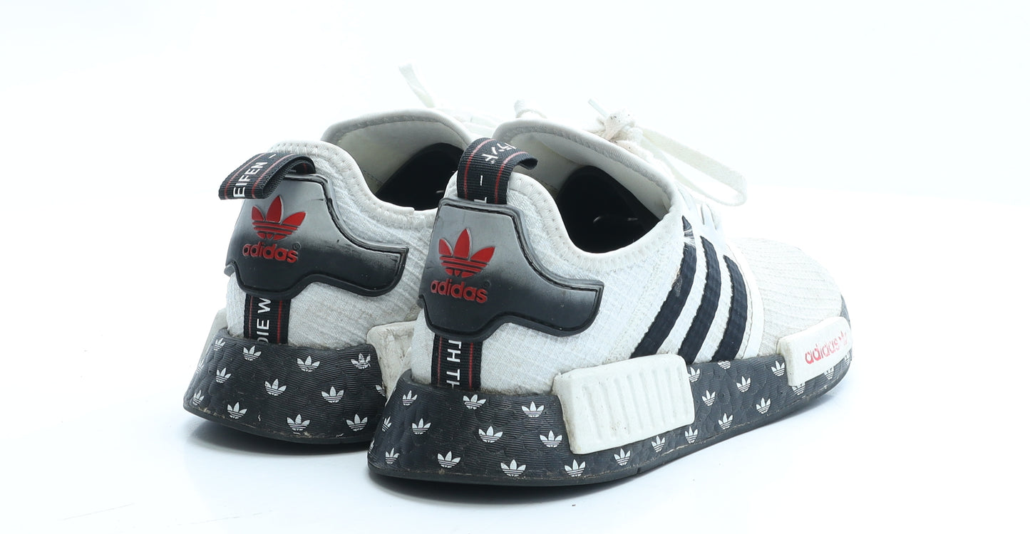 adidas Womens White Geometric Polyester Trainer UK 5 EUR 38