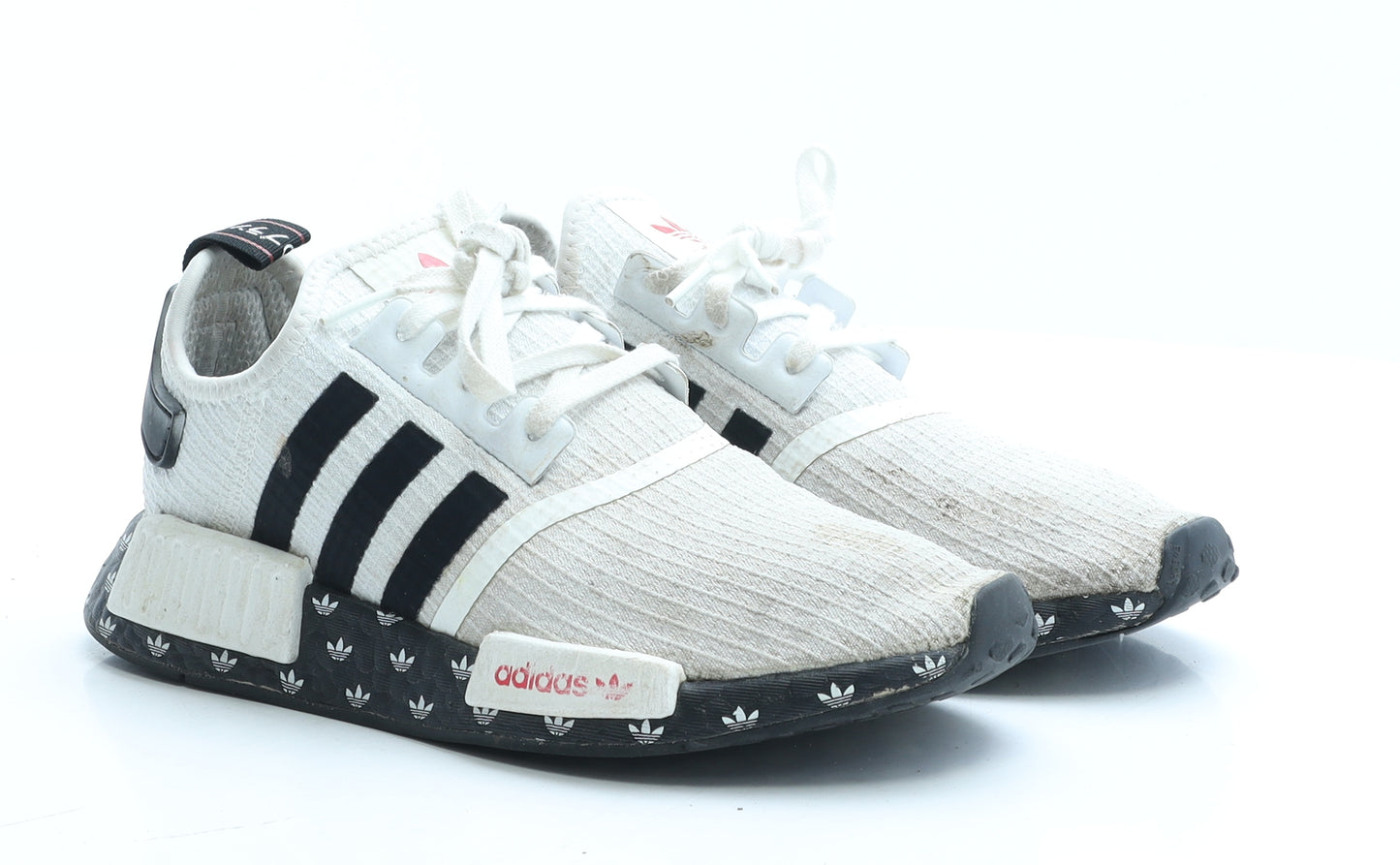 adidas Womens White Geometric Polyester Trainer UK 5 EUR 38