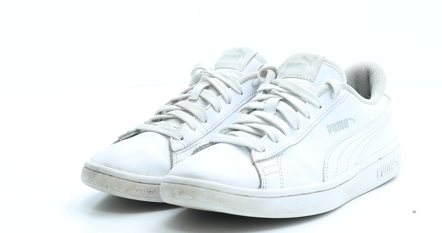 PUMA Womens White Faux Leather Trainer UK 5 EUR 38