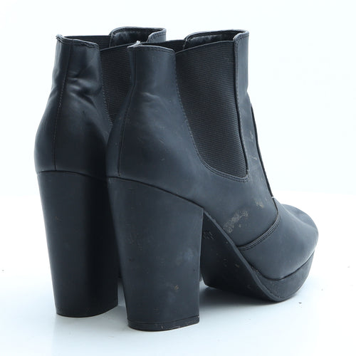 New Look Womens Black Faux Fur Bootie Boot UK 6 EUR 39