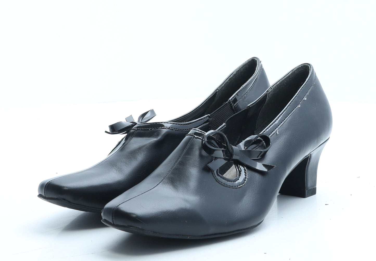 Pavers Womens Black Faux Leather Court Heel UK 5 EUR 38