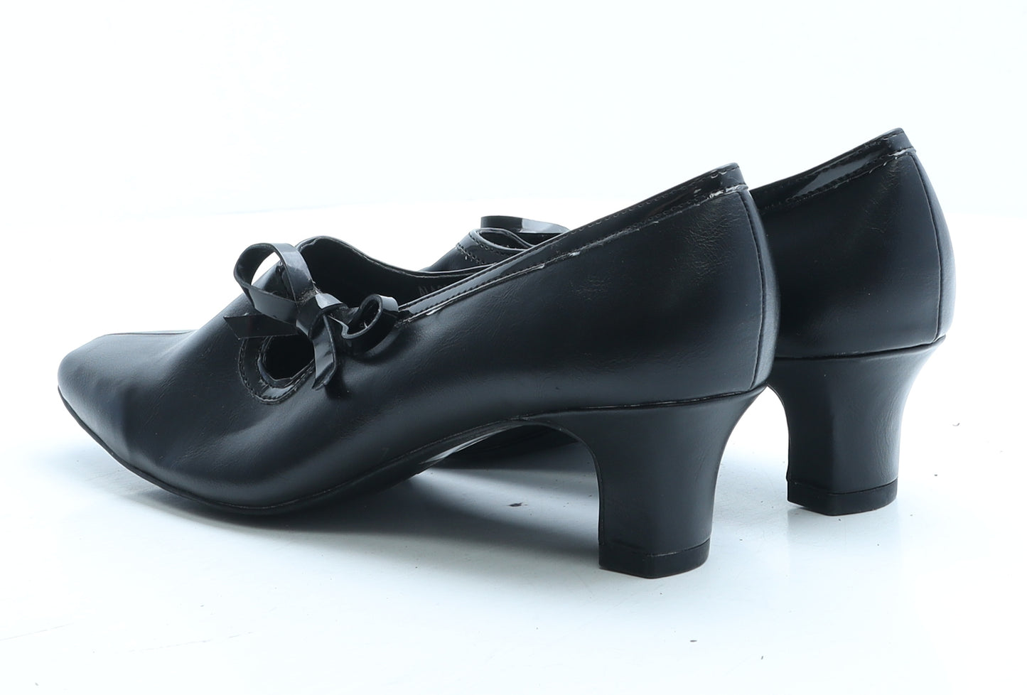 Pavers Womens Black Faux Leather Court Heel UK 5 EUR 38