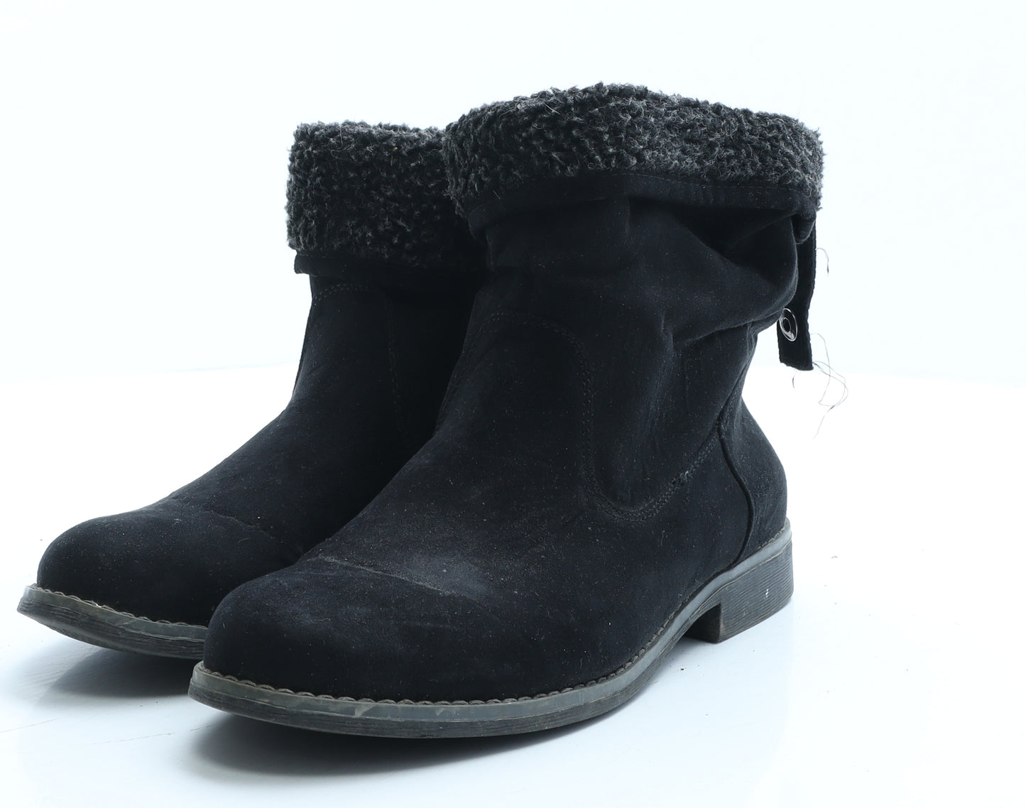 Love Your Booths Womens Black Polyester Shearling Style Boot UK 7 EUR 41