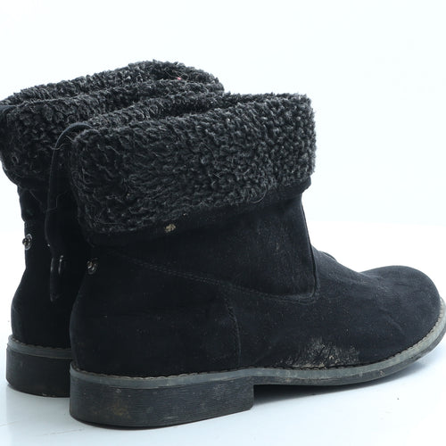 Love Your Booths Womens Black Polyester Shearling Style Boot UK 7 EUR 41