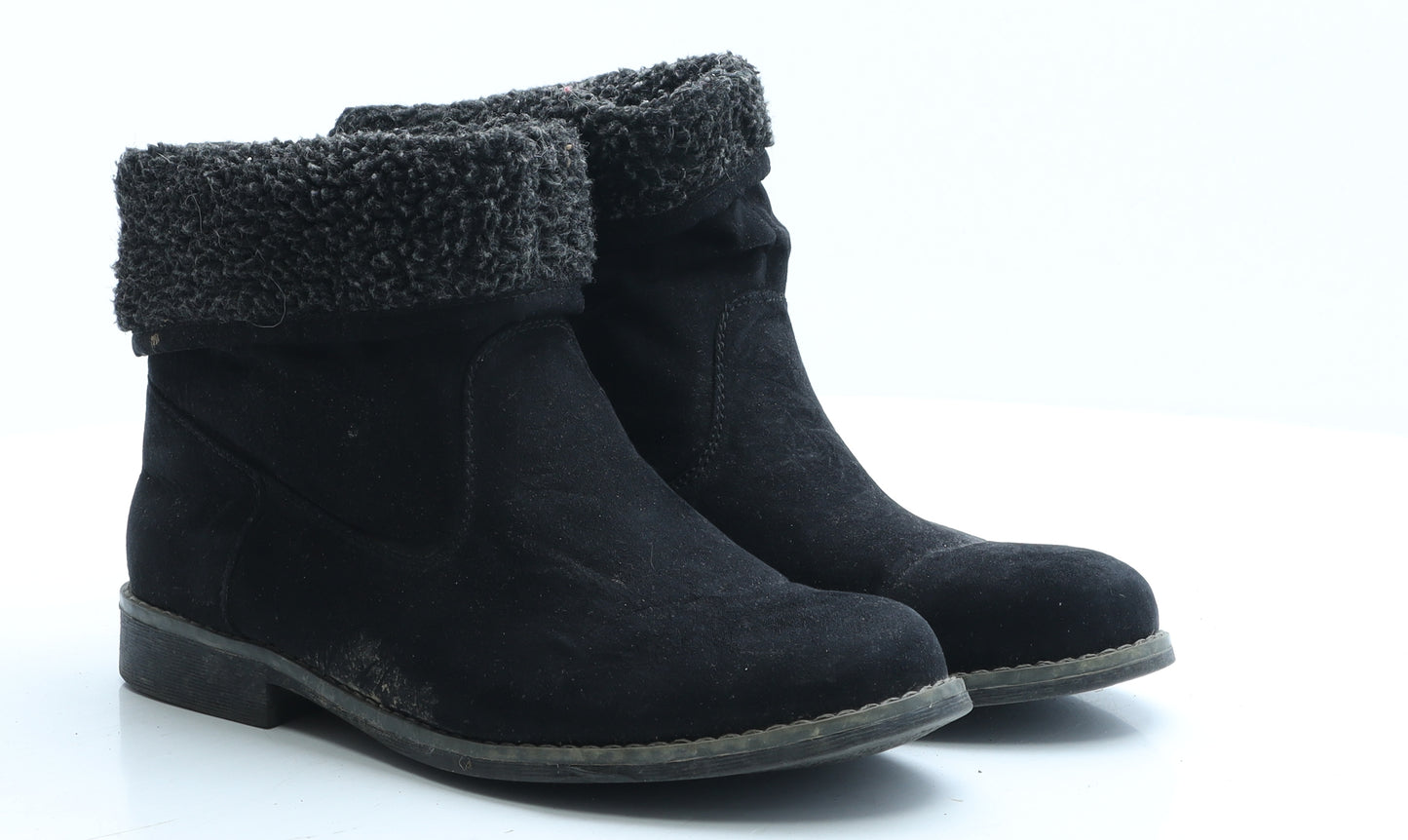 Love Your Booths Womens Black Polyester Shearling Style Boot UK 7 EUR 41