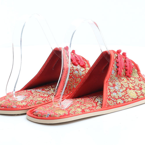 Preworn Womens Red Geometric Polyester Slider Slipper UK 40 - House Slippers