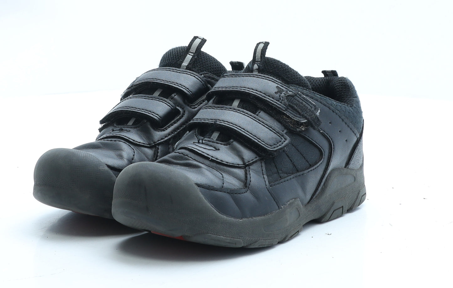 George Boys Black Faux Leather Trainer UK 13