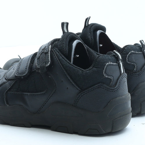 George Boys Black Faux Leather Trainer UK 13