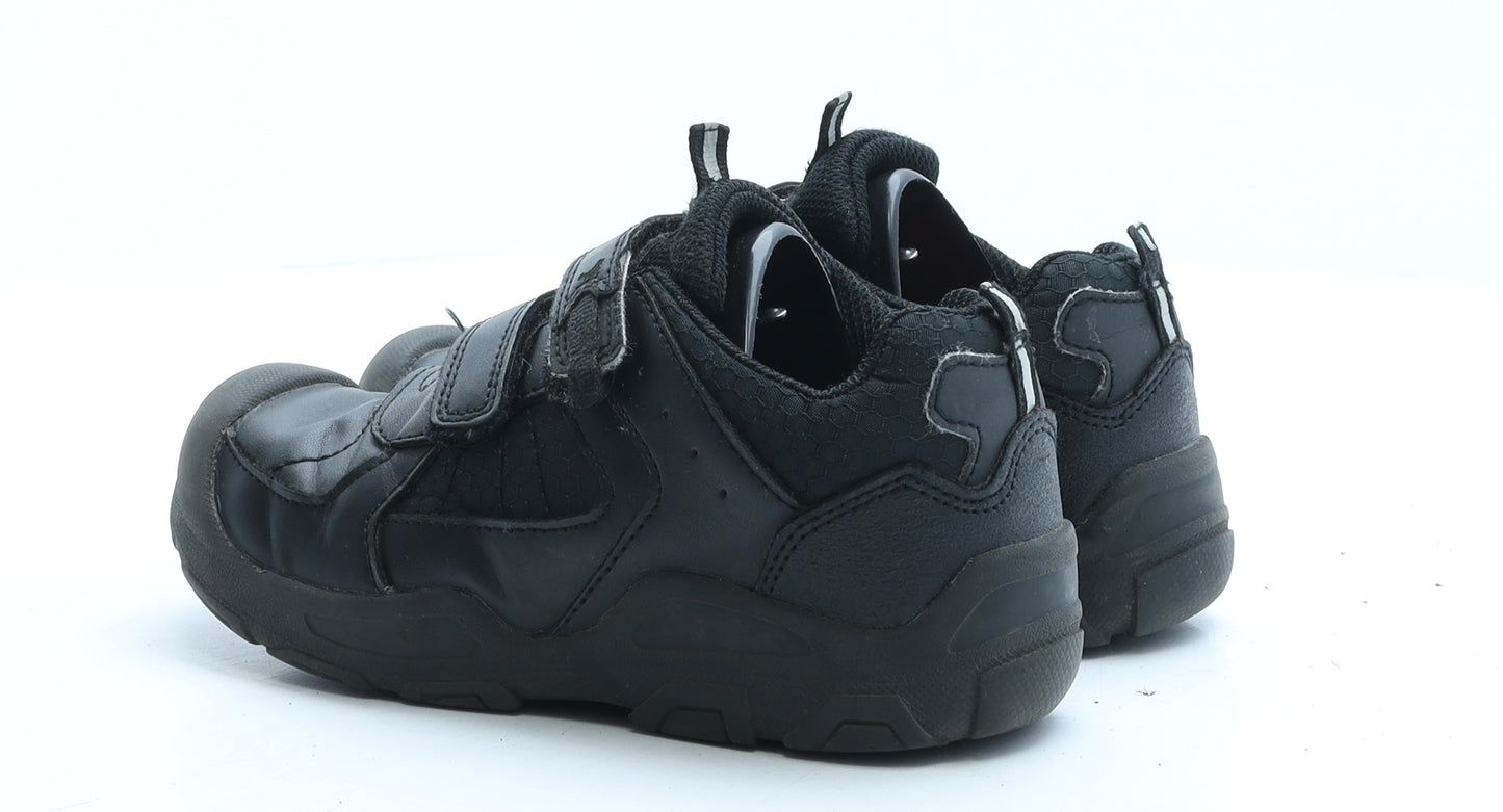 George Boys Black Faux Leather Trainer UK 13