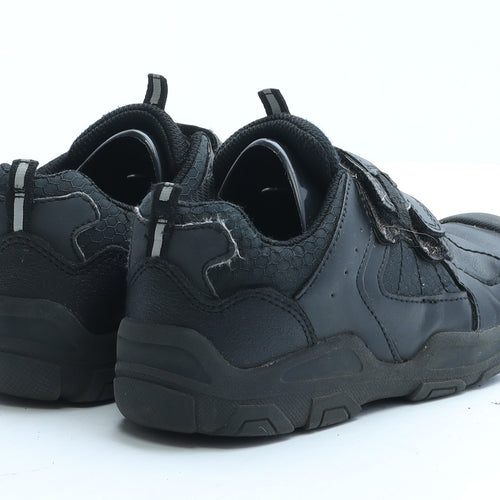 George Boys Black Faux Leather Trainer UK 13