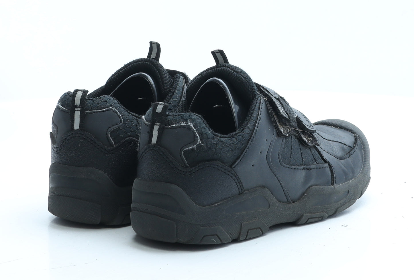 George Boys Black Faux Leather Trainer UK 13
