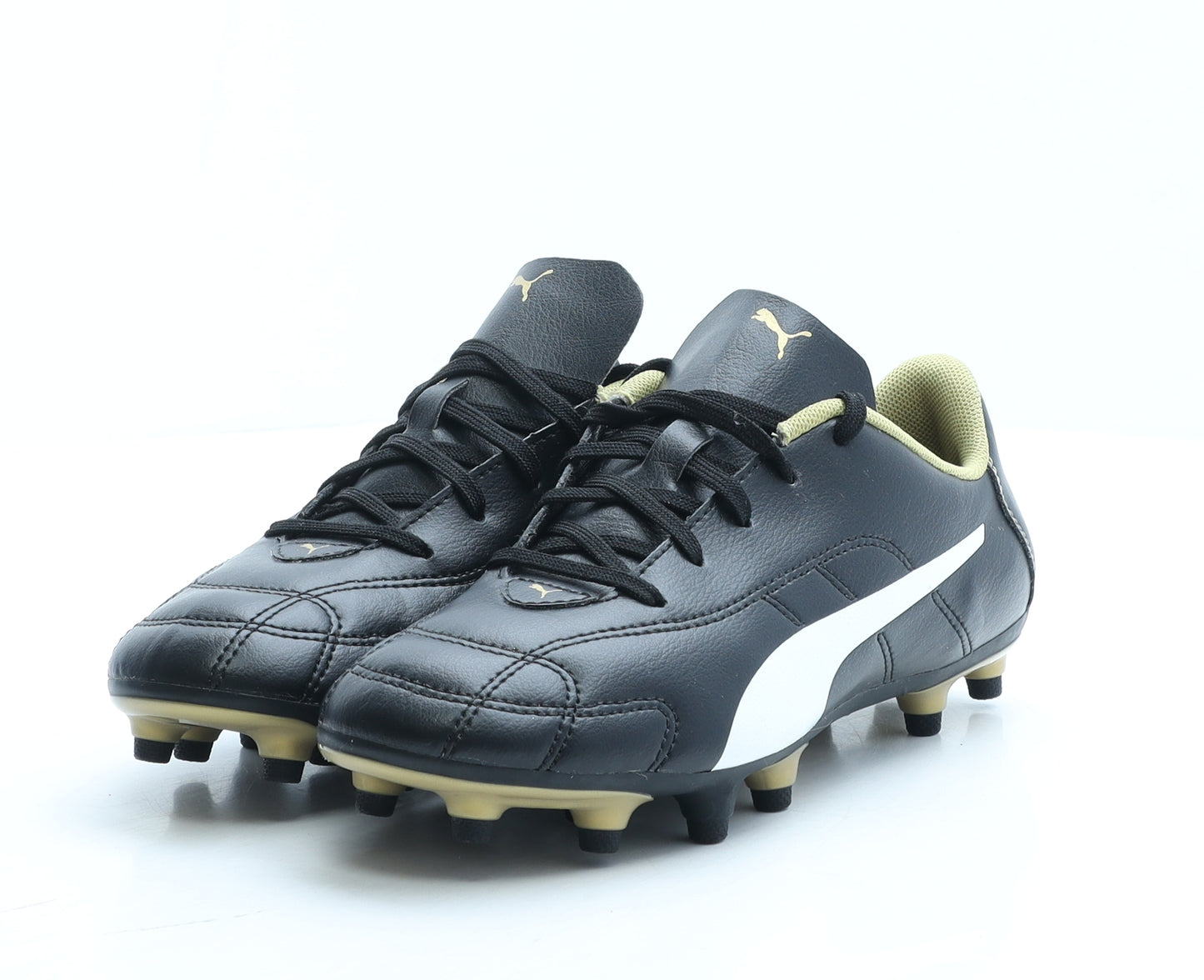 George Boys Black Faux Leather Trainer UK 13