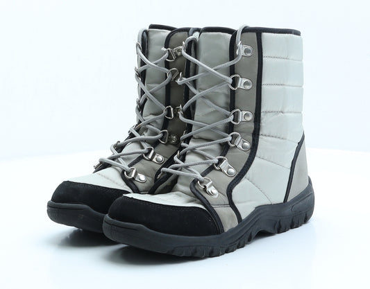 F&F Womens Beige Polyester Snow Boot Boot UK 3 EUR 36