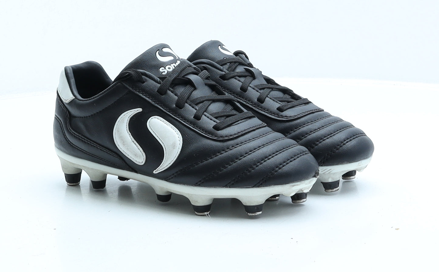 Sondico Boys Black Faux Leather Trainer UK 2 EUR 34