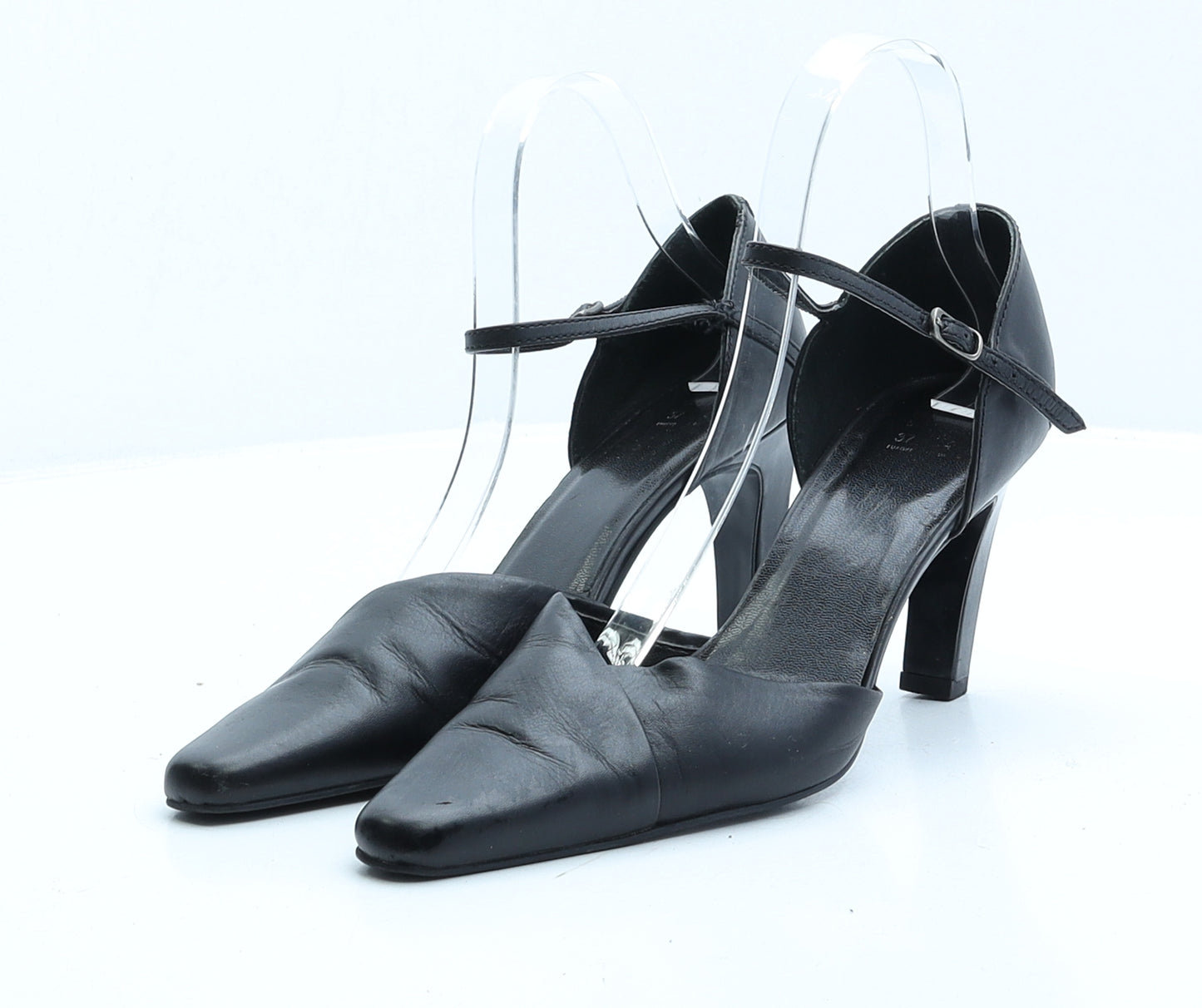Preworn Womens Black Faux Leather Court Heel UK 4 EUR 37