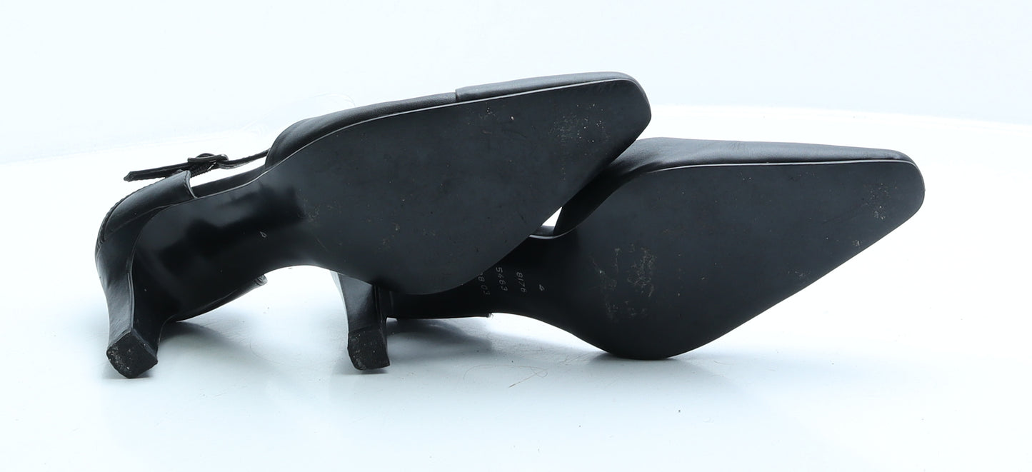Preworn Womens Black Faux Leather Court Heel UK 4 EUR 37