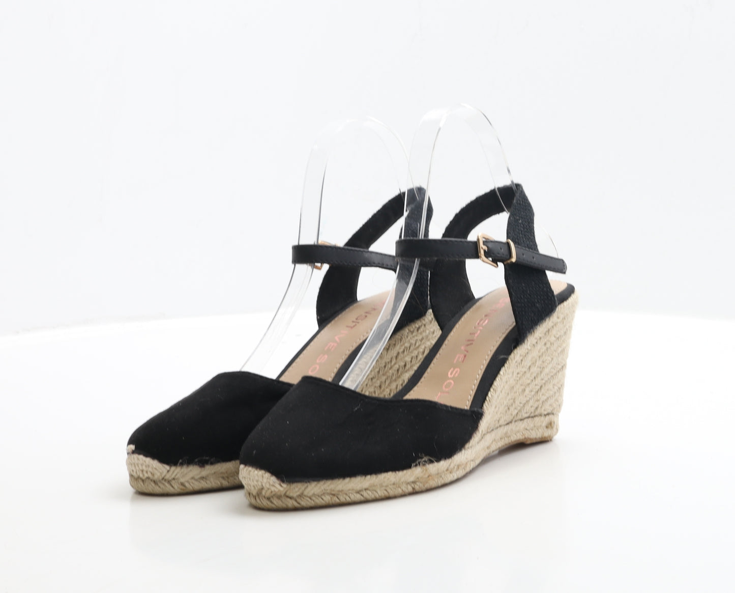 F&F Womens Black Faux Suede Strappy Heel UK 5
