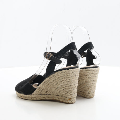 F&F Womens Black Faux Suede Strappy Heel UK 5