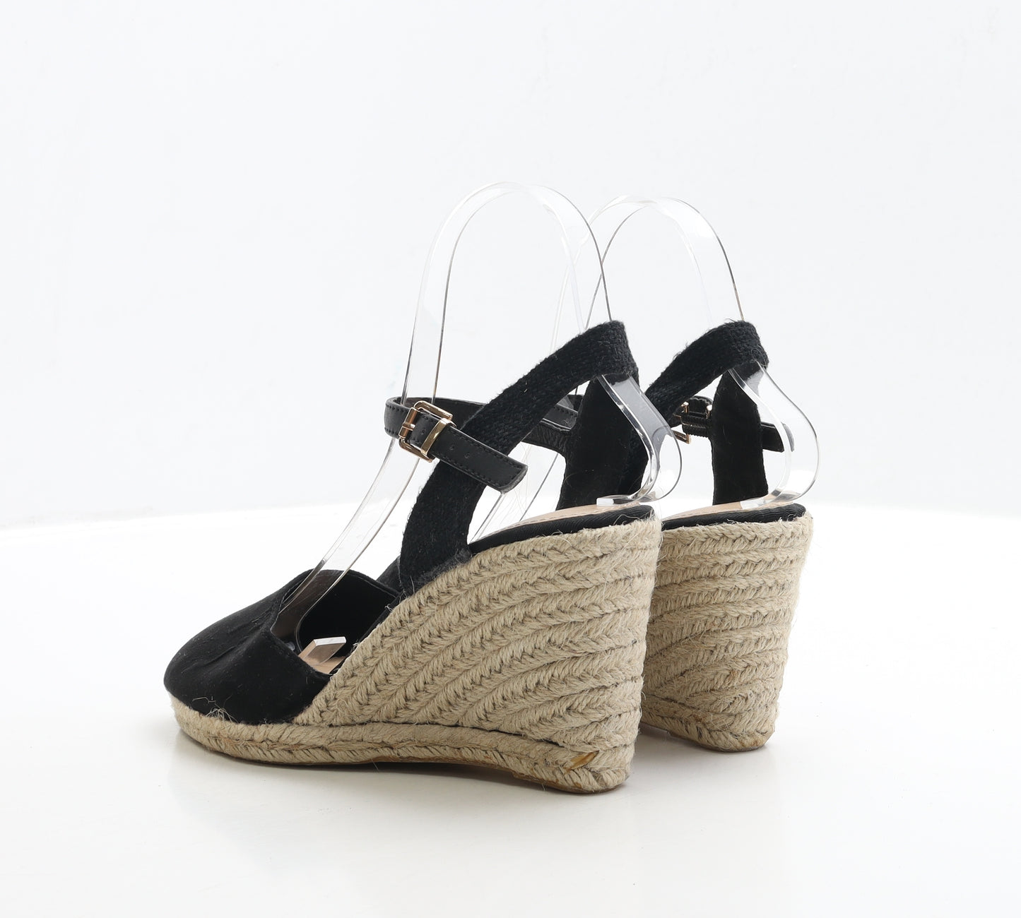 F&F Womens Black Faux Suede Strappy Heel UK 5