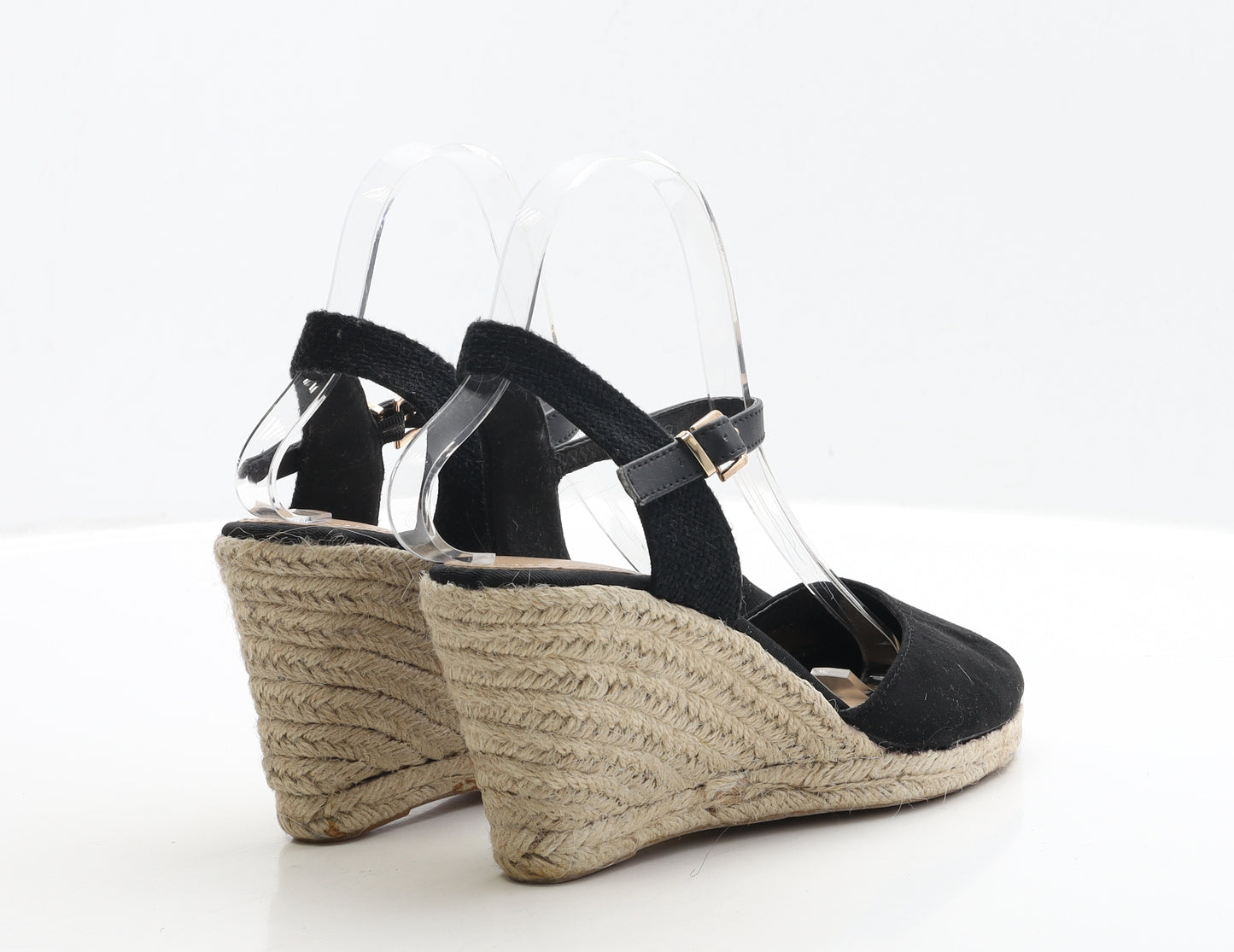 F&F Womens Black Faux Suede Strappy Heel UK 5