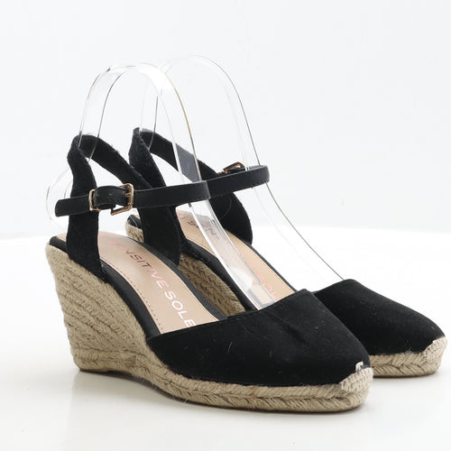 F&F Womens Black Faux Suede Strappy Heel UK 5