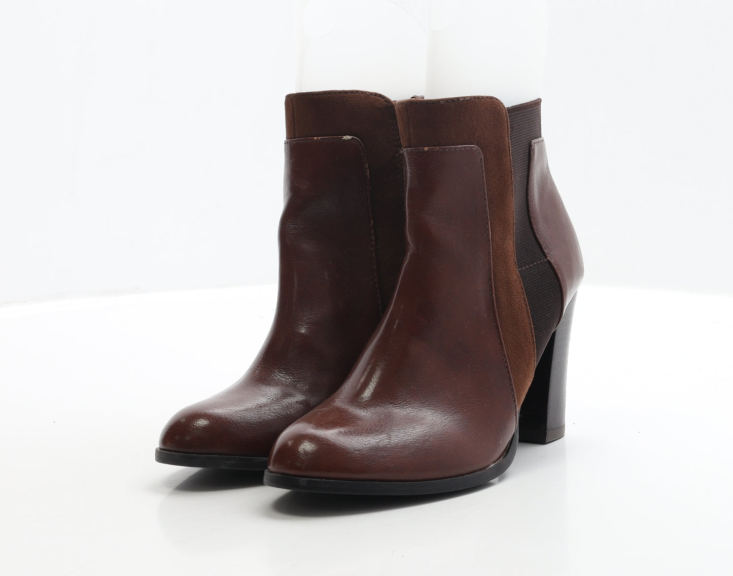 F&F Womens Brown Faux Leather Bootie Boot UK 4 EUR 37