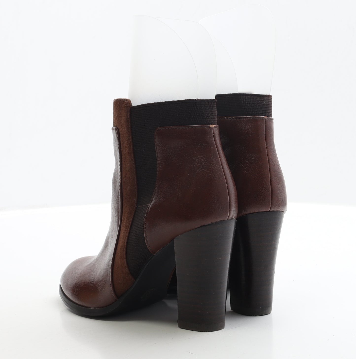 F&F Womens Brown Faux Leather Bootie Boot UK 4 EUR 37