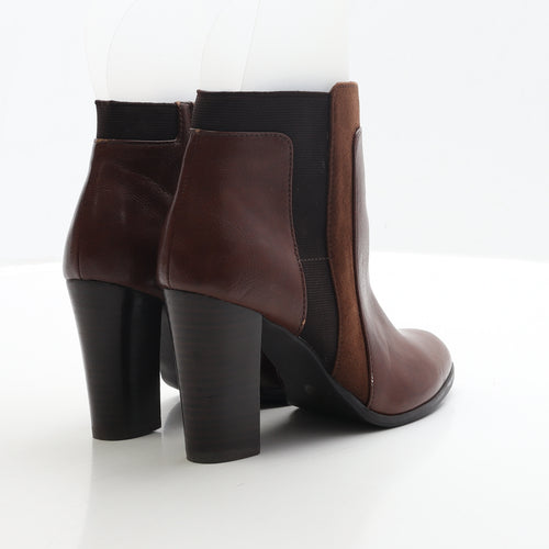 F&F Womens Brown Faux Leather Bootie Boot UK 4 EUR 37