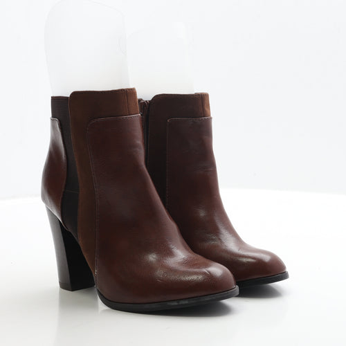 F&F Womens Brown Faux Leather Bootie Boot UK 4 EUR 37