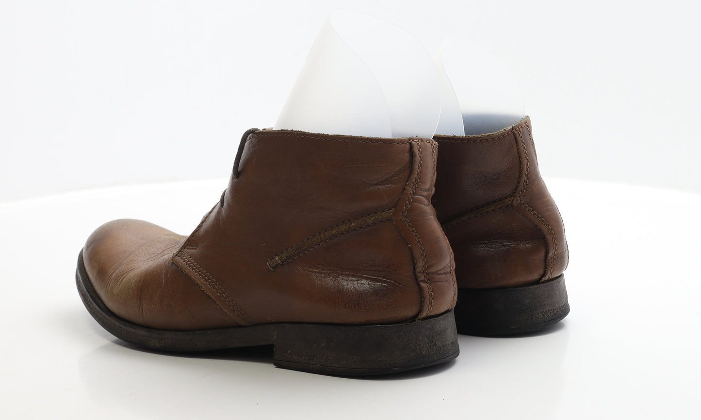Clarks Mens Brown Faux Leather Chukka Boot UK 9