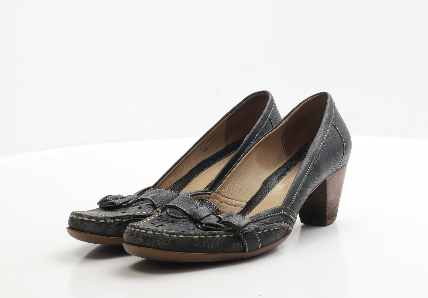 Clarks Womens Black Faux Leather Court Heel UK 7