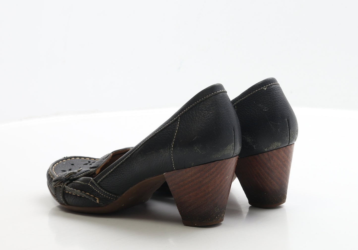 Clarks Womens Black Faux Leather Court Heel UK 7