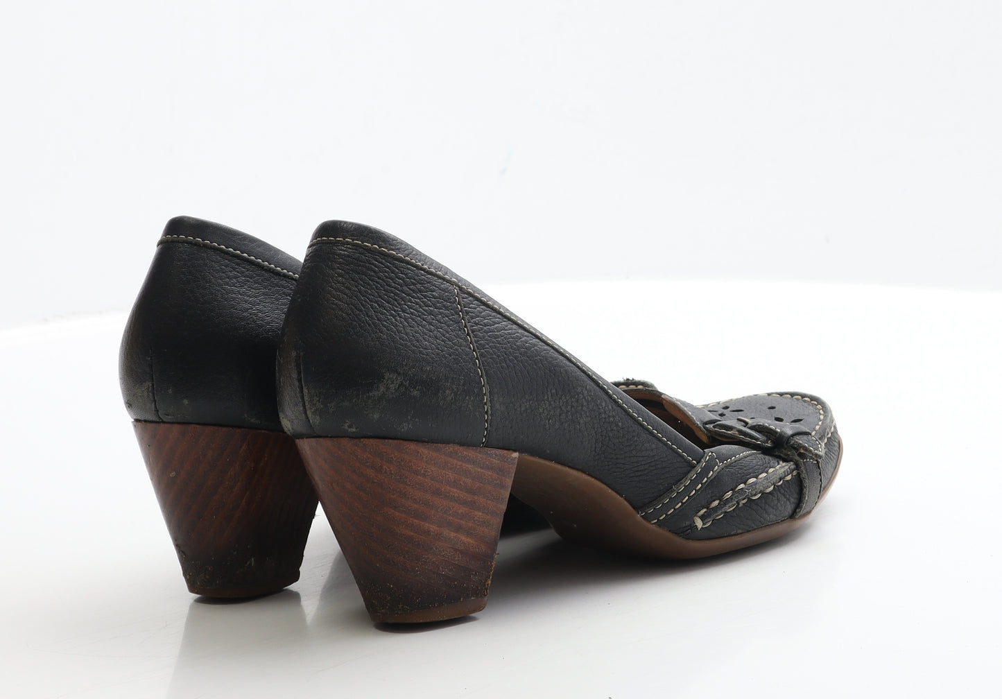 Clarks Womens Black Faux Leather Court Heel UK 7