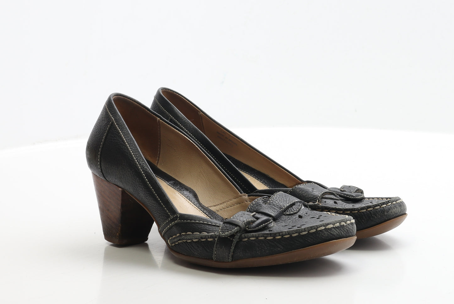 Clarks Womens Black Faux Leather Court Heel UK 7