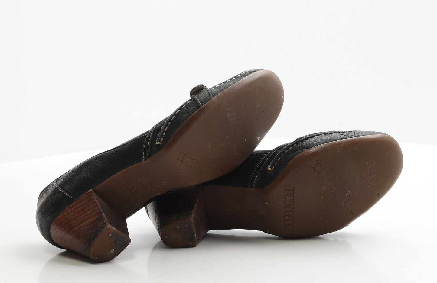 Clarks Womens Black Faux Leather Court Heel UK 7