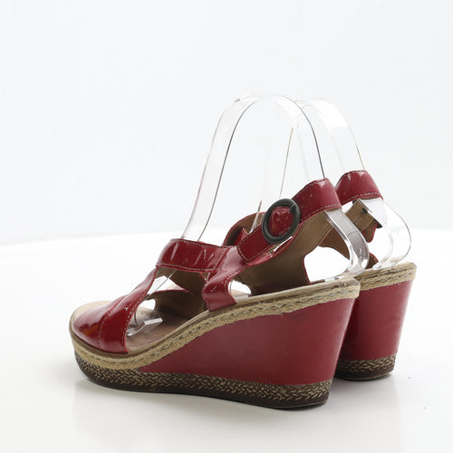 Clarks Womens Red Patent Leather Slingback Heel UK 6 EUR 39