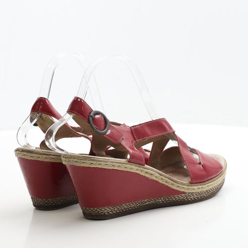 Clarks Womens Red Patent Leather Slingback Heel UK 6 EUR 39