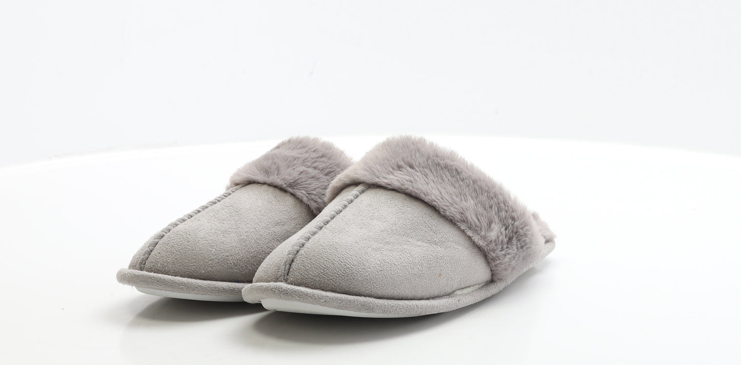 Jeff&Co Womens Grey Polyester Slip On Slipper UK